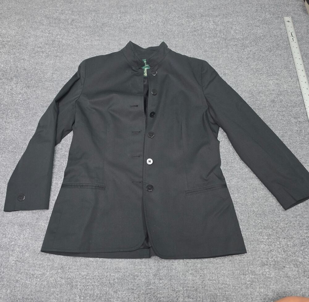 Lauren Ralph Lauren Black Mandarin Collar Blazer Jacket Womens 6P Petite Cotton